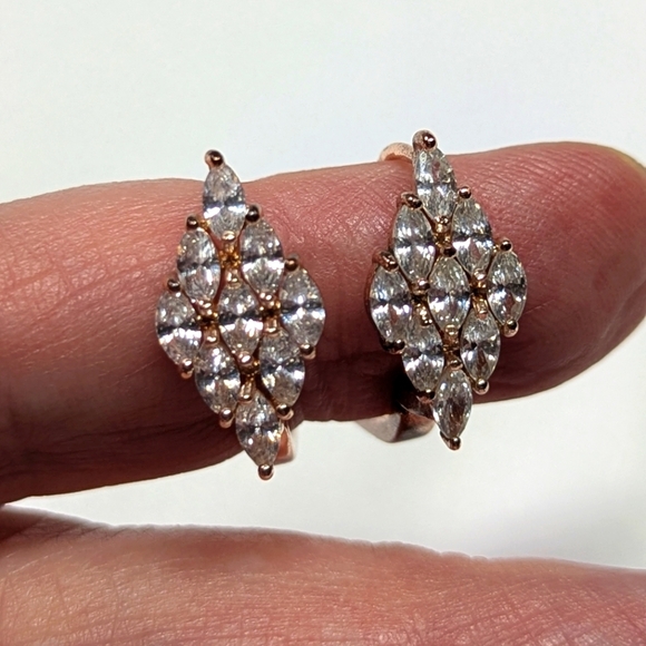 Goldtone and Rhinestone Huggie Earrings (3 Pairs) Pierced Earrings - Picture 4 of 11